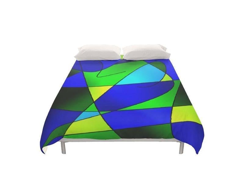 Duvet Covers-ABSTRACT CURVES #2 Duvet Covers-Blues &amp; Greens-from COLORADDICTED.COM-