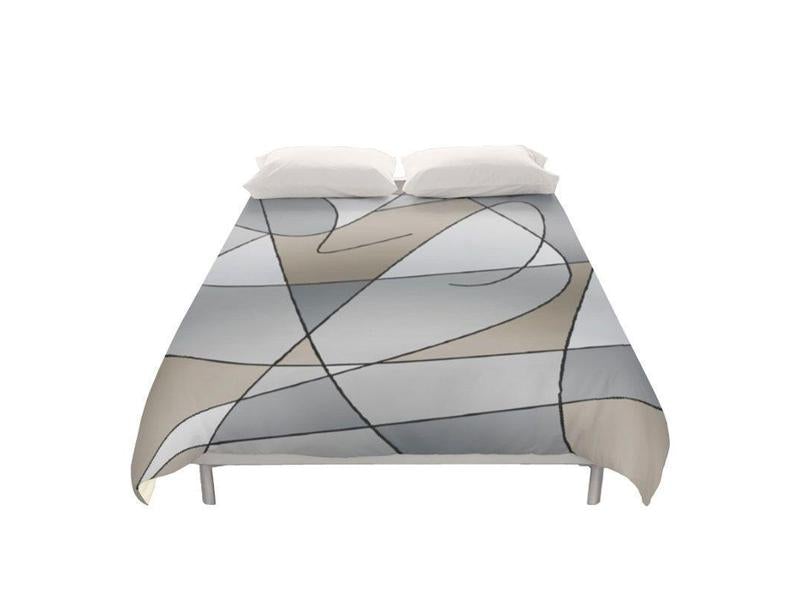 Duvet Covers-ABSTRACT CURVES #2 Duvet Covers-Grays &amp; Beiges-from COLORADDICTED.COM-