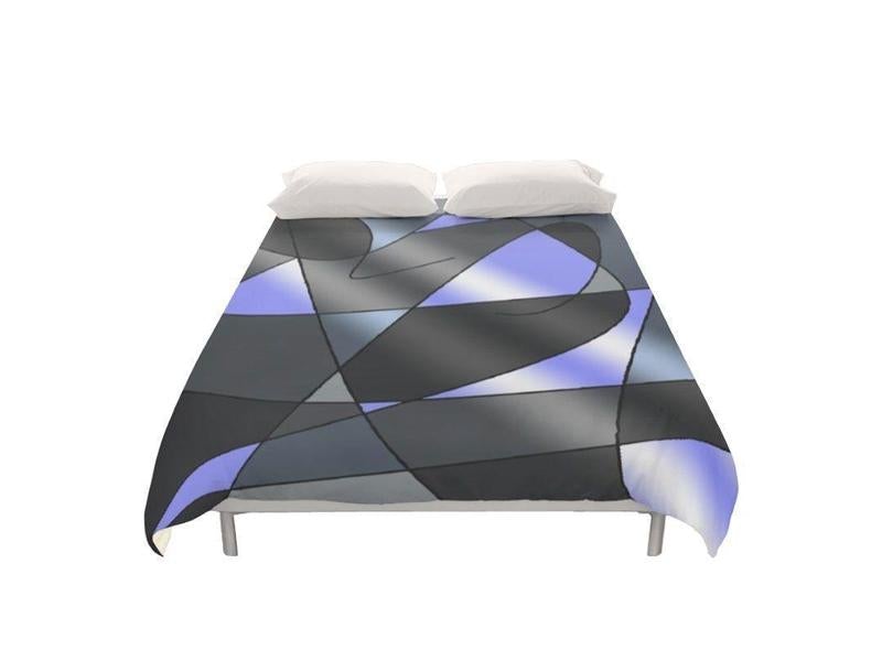 Duvet Covers-ABSTRACT CURVES #2 Duvet Covers-Grays &amp; Light Blues-from COLORADDICTED.COM-