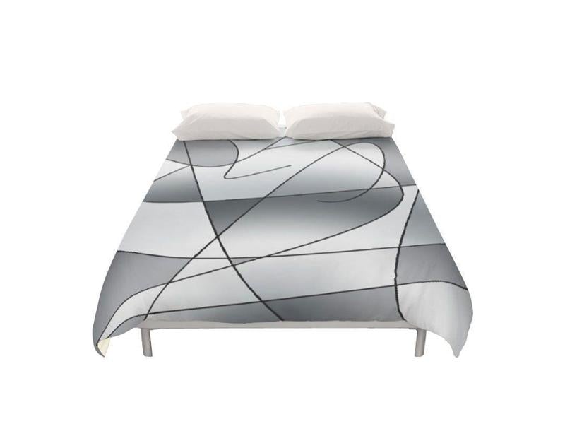 Duvet Covers-ABSTRACT CURVES #2 Duvet Covers-Grays-from COLORADDICTED.COM-