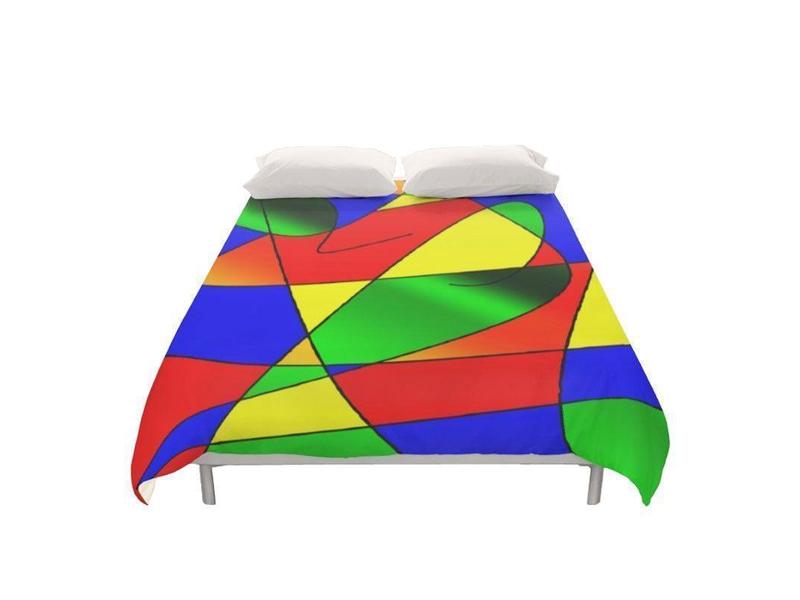 Duvet Covers-ABSTRACT CURVES #2 Duvet Covers-Multicolor Bright-from COLORADDICTED.COM-