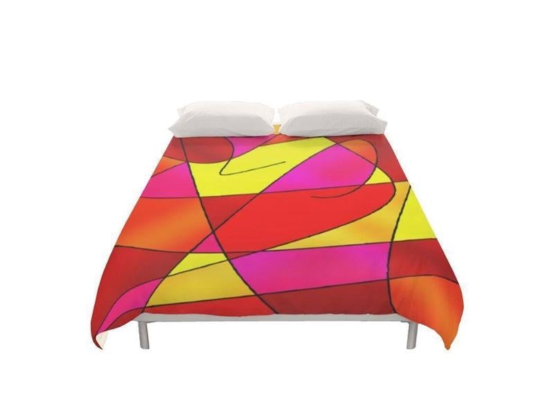 Duvet Covers-ABSTRACT CURVES #2 Duvet Covers-Reds &amp; Oranges &amp; Yellows &amp; Fuchsias-from COLORADDICTED.COM-