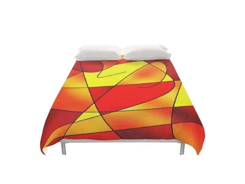 Duvet Covers-ABSTRACT CURVES #2 Duvet Covers-Reds &amp; Oranges &amp; Yellows-from COLORADDICTED.COM-