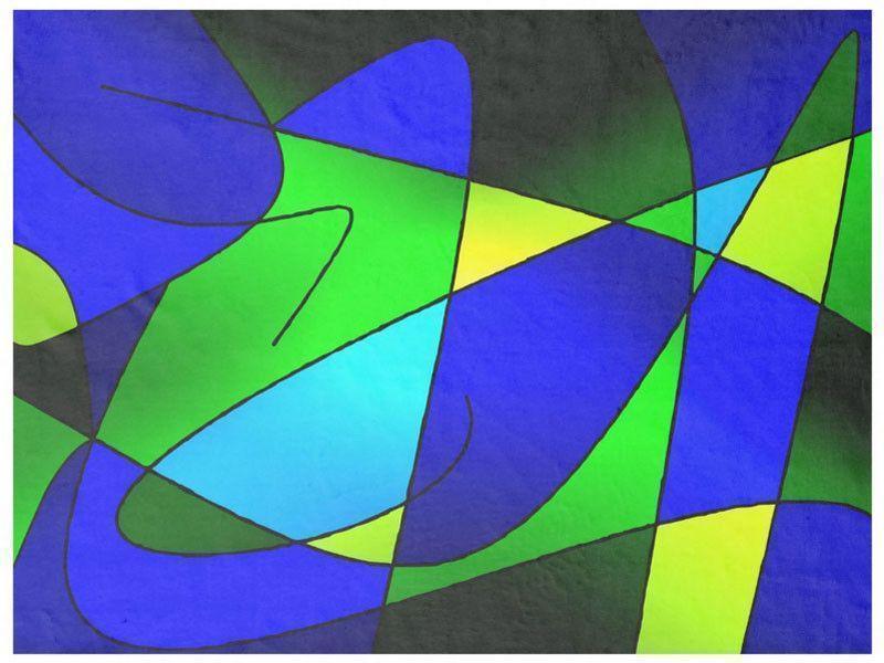 Fleece Blankets-ABSTRACT CURVES #2 Fleece Blankets-Blues &amp; Greens-from COLORADDICTED.COM-