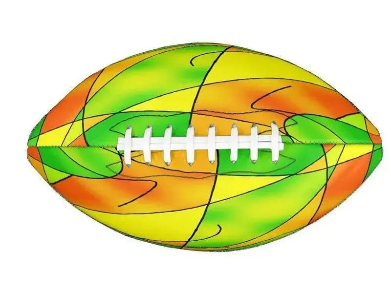 Footballs-ABSTRACT CURVES #2 Footballs & Mini Footballs-Greens & Oranges & Yellows-from COLORADDICTED.COM-