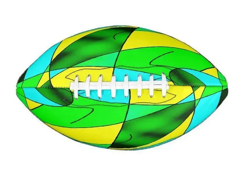 Footballs-ABSTRACT CURVES #2 Footballs & Mini Footballs-Greens & Yellows & Light Blues-from COLORADDICTED.COM-