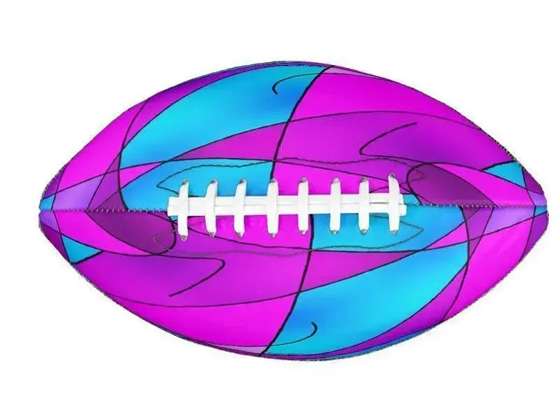 Footballs-ABSTRACT CURVES #2 Footballs & Mini Footballs-Purples & Violets & Fuchsias & Turquoises-from COLORADDICTED.COM-