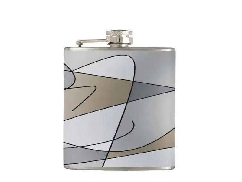 Hip Flasks-ABSTRACT CURVES #2 Hip Flasks-Grays & Beiges-from COLORADDICTED.COM-