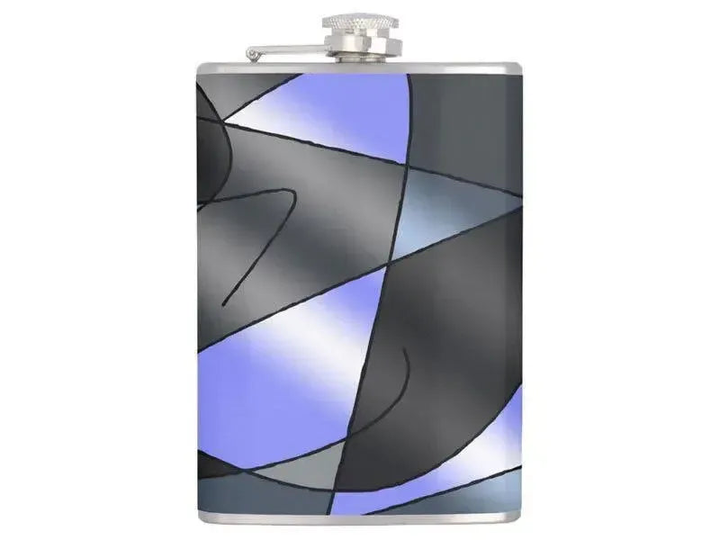 Hip Flasks-ABSTRACT CURVES #2 Hip Flasks-Grays & Light Blues-from COLORADDICTED.COM-