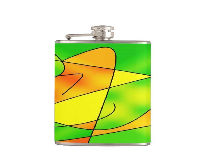 Hip Flasks-ABSTRACT CURVES #2 Hip Flasks-Greens &amp; Oranges &amp; Yellows-from COLORADDICTED.COM-