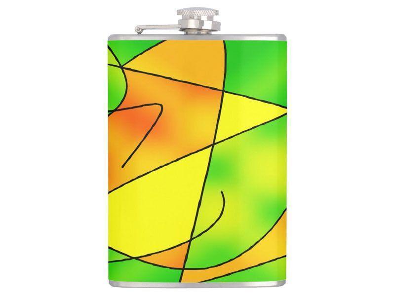 Hip Flasks-ABSTRACT CURVES #2 Hip Flasks-Greens &amp; Oranges &amp; Yellows-from COLORADDICTED.COM-