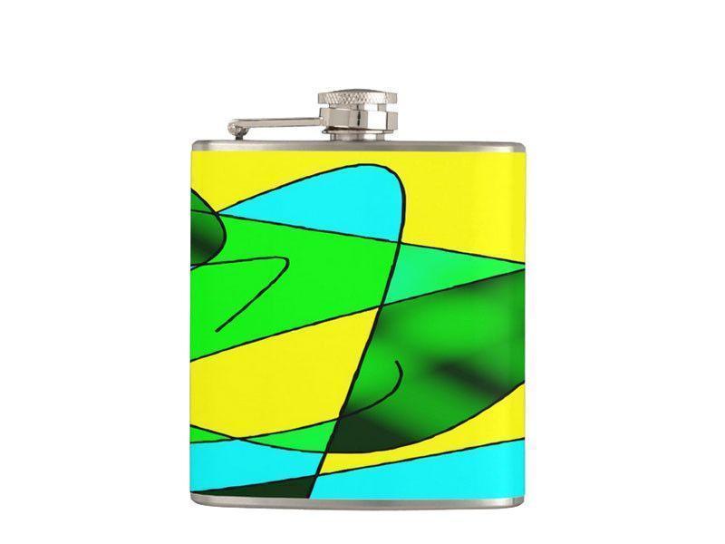 Hip Flasks-ABSTRACT CURVES #2 Hip Flasks-Greens &amp; Yellows &amp; Light Blues-from COLORADDICTED.COM-