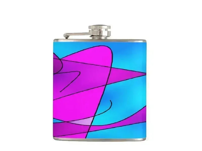 Hip Flasks-ABSTRACT CURVES #2 Hip Flasks-Purples & Violets & Fuchsias & Turquoises-from COLORADDICTED.COM-