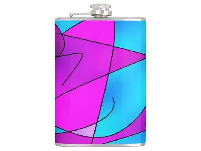 Hip Flasks-ABSTRACT CURVES #2 Hip Flasks-Purples & Violets & Fuchsias & Turquoises-from COLORADDICTED.COM-
