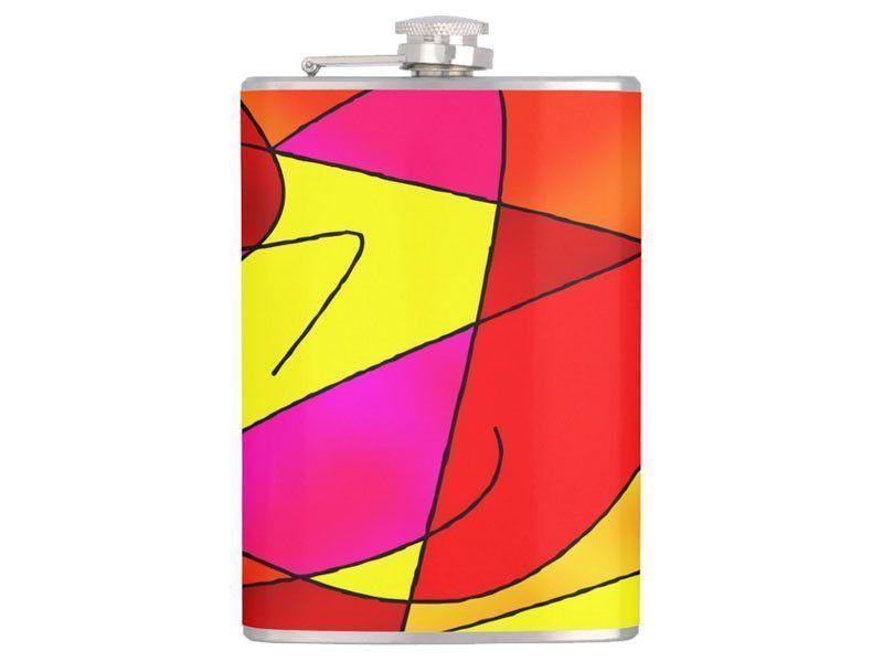 Hip Flasks-ABSTRACT CURVES #2 Hip Flasks-Reds &amp; Oranges &amp; Yellows &amp; Fuchsias-from COLORADDICTED.COM-