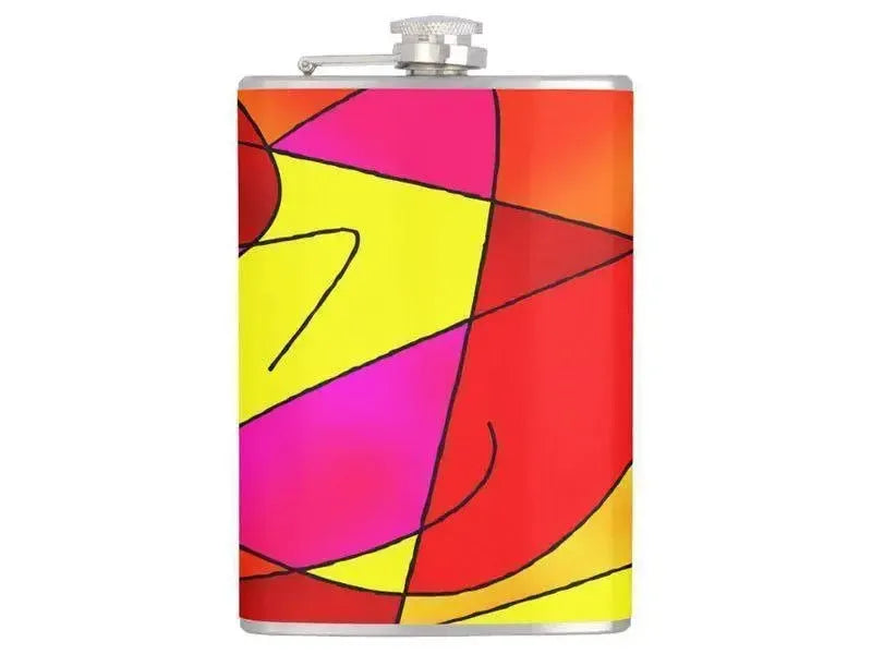 Hip Flasks-ABSTRACT CURVES #2 Hip Flasks-Reds & Oranges & Yellows & Fuchsias-from COLORADDICTED.COM-