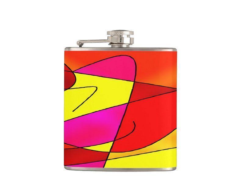 Hip Flasks-ABSTRACT CURVES #2 Hip Flasks-Reds & Oranges & Yellows & Fuchsias-from COLORADDICTED.COM-