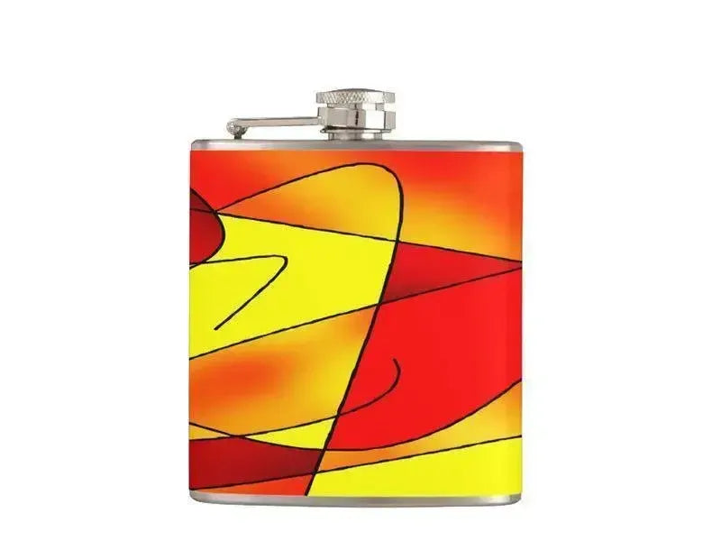 Hip Flasks-ABSTRACT CURVES #2 Hip Flasks-Reds & Oranges & Yellows-from COLORADDICTED.COM-