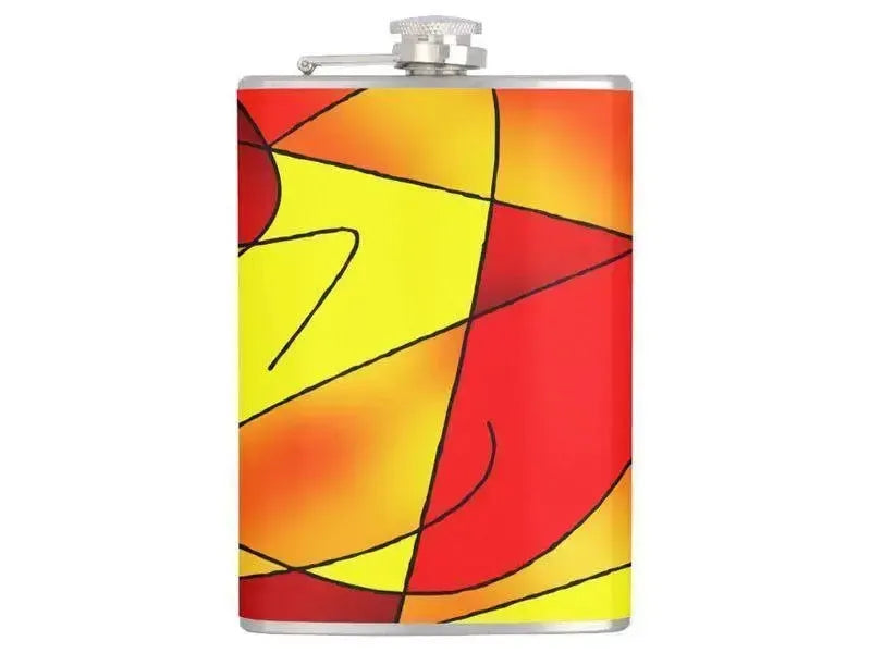 Hip Flasks-ABSTRACT CURVES #2 Hip Flasks-Reds & Oranges & Yellows-from COLORADDICTED.COM-