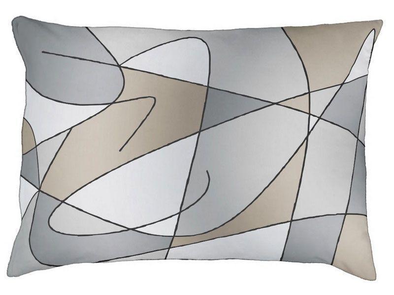 Dog Beds-ABSTRACT CURVES #2 Indoor/Outdoor Dog Beds-Grays &amp; Beiges-from COLORADDICTED.COM-