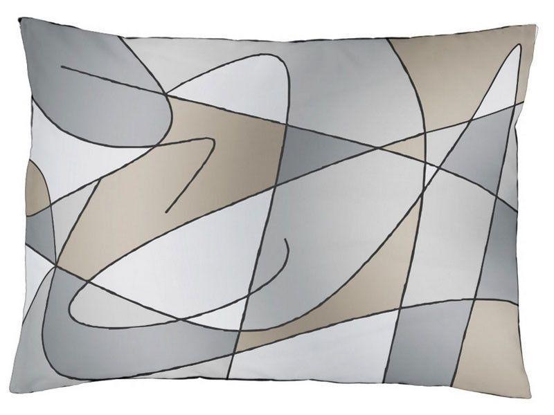 Dog Beds-ABSTRACT CURVES #2 Indoor/Outdoor Dog Beds-Grays &amp; Beiges-from COLORADDICTED.COM-