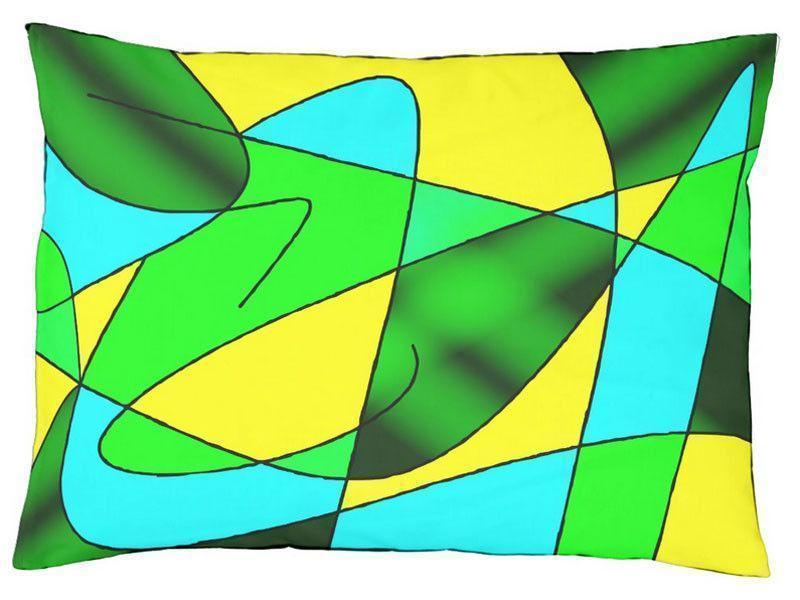 Dog Beds-ABSTRACT CURVES #2 Indoor/Outdoor Dog Beds-Greens, Light Blue &amp; Yellow-from COLORADDICTED.COM-