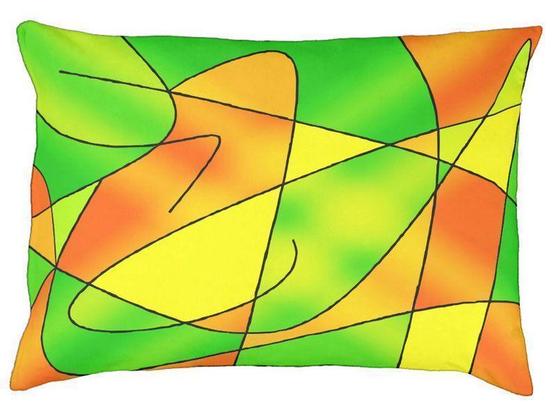 Dog Beds-ABSTRACT CURVES #2 Indoor/Outdoor Dog Beds-Greens, Oranges &amp; Yellows-from COLORADDICTED.COM-