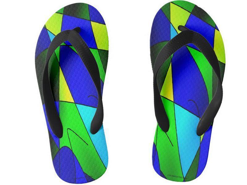 Kids Flip Flops-ABSTRACT CURVES #2 Kids Flip Flops-Blues &amp; Greens-from COLORADDICTED.COM-