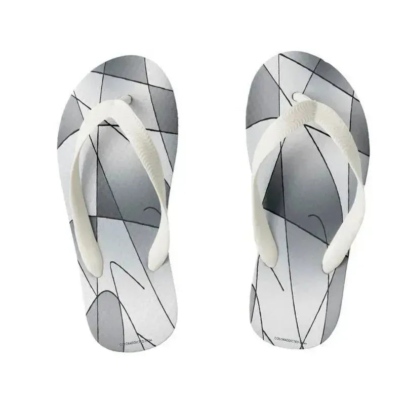 Kids Flip Flops-ABSTRACT CURVES #2 Kids Flip Flops-Grays-from COLORADDICTED.COM-