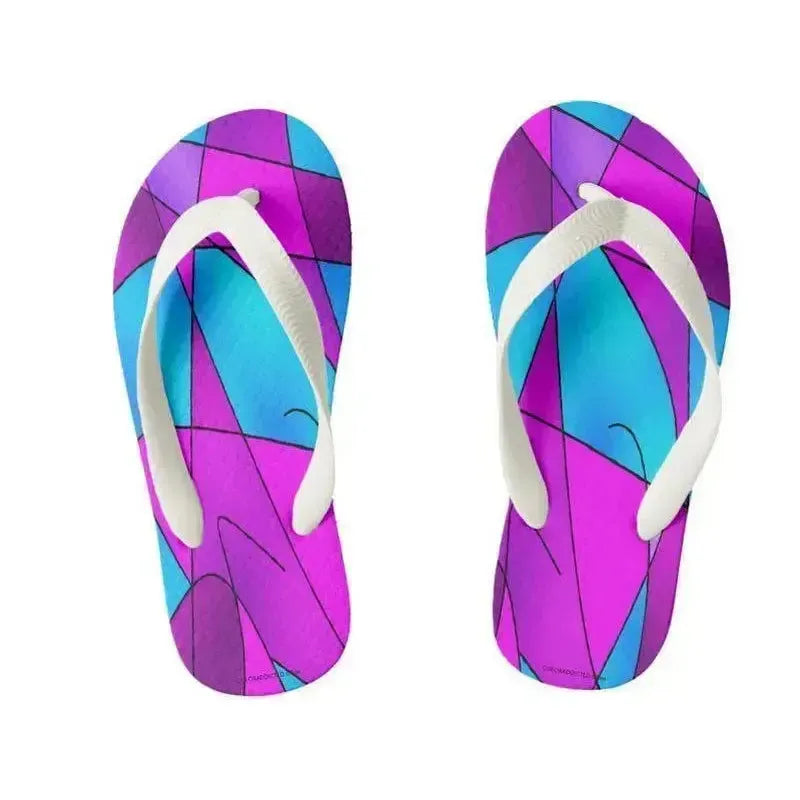 Kids Flip Flops-ABSTRACT CURVES #2 Kids Flip Flops-Purples & Violets & Fuchsias & Turquoises-from COLORADDICTED.COM-