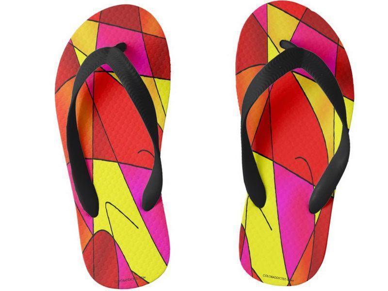 Kids Flip Flops-ABSTRACT CURVES #2 Kids Flip Flops-Reds &amp; Oranges &amp; Yellows &amp; Fuchsias-from COLORADDICTED.COM-