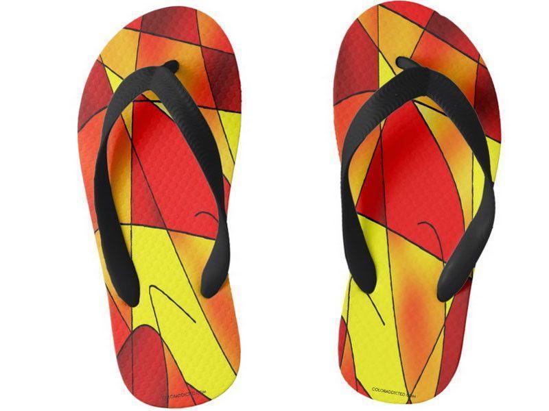 Kids Flip Flops-ABSTRACT CURVES #2 Kids Flip Flops-Reds &amp; Oranges &amp; Yellows-from COLORADDICTED.COM-