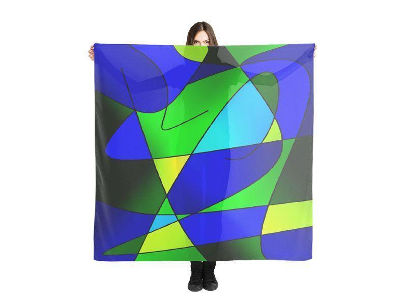 Large Square Scarves &amp; Shawls-ABSTRACT CURVES #2 Large Square Scarves &amp; Shawls-Blues &amp; Greens-from COLORADDICTED.COM-