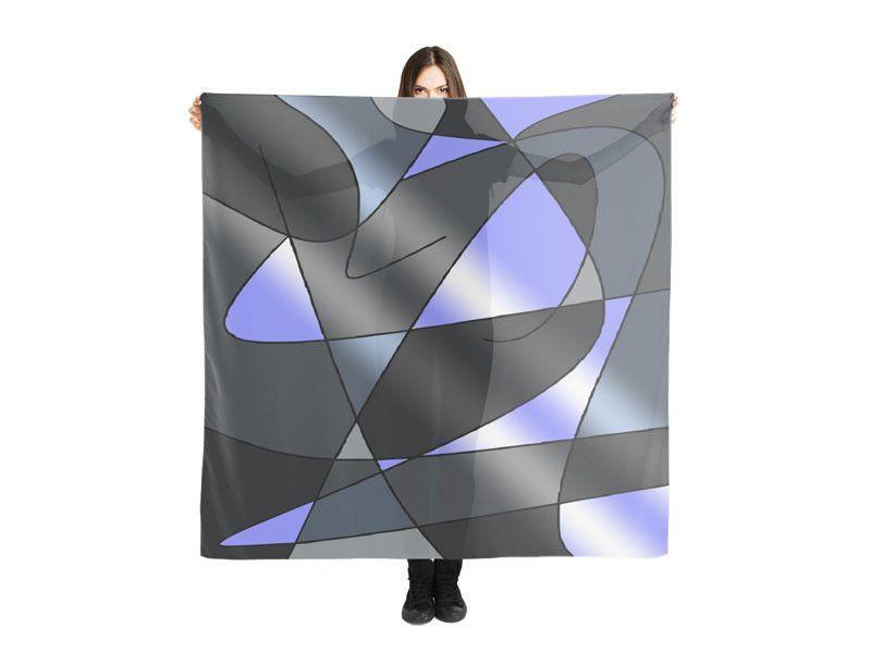 Large Square Scarves &amp; Shawls-ABSTRACT CURVES #2 Large Square Scarves &amp; Shawls-Grays &amp; Light Blues-from COLORADDICTED.COM-