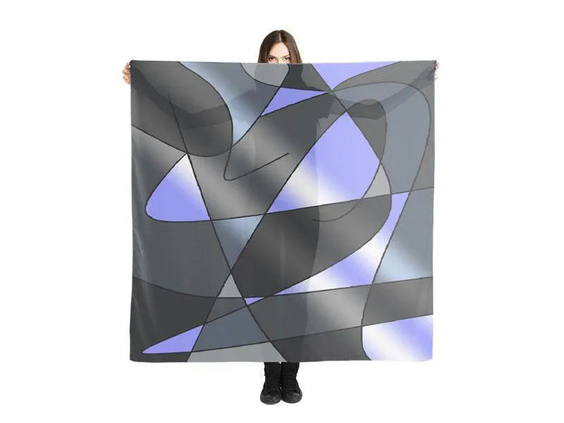 Large Square Scarves & Shawls-ABSTRACT CURVES #2 Large Square Scarves & Shawls-Grays & Light Blues-from COLORADDICTED.COM-