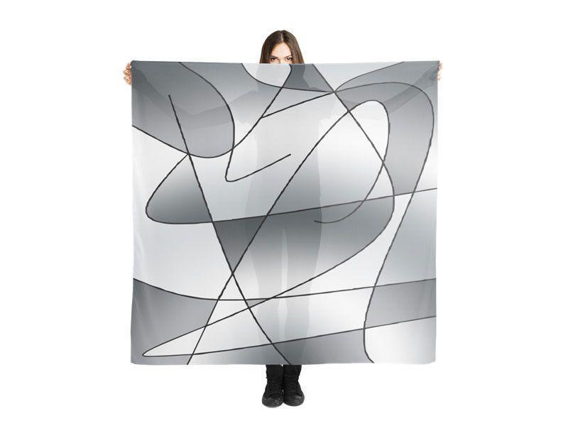 Large Square Scarves &amp; Shawls-ABSTRACT CURVES #2 Large Square Scarves &amp; Shawls-Grays-from COLORADDICTED.COM-