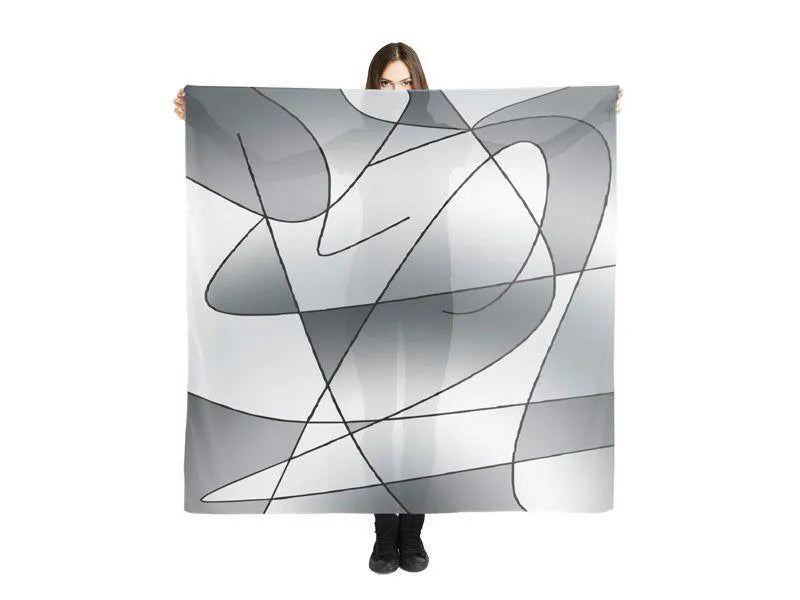 Large Square Scarves & Shawls-ABSTRACT CURVES #2 Large Square Scarves & Shawls-Grays-from COLORADDICTED.COM-