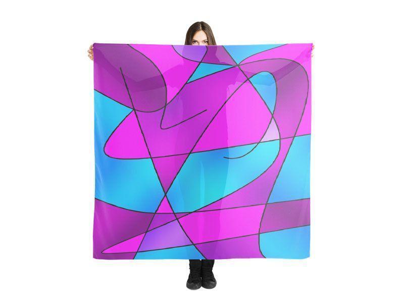 Large Square Scarves &amp; Shawls-ABSTRACT CURVES #2 Large Square Scarves &amp; Shawls-Purples &amp; Violets &amp; Fuchsias &amp; Turquoises-from COLORADDICTED.COM-
