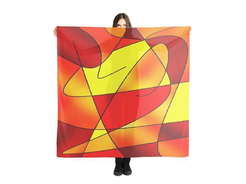 Large Square Scarves &amp; Shawls-ABSTRACT CURVES #2 Large Square Scarves &amp; Shawls-Reds &amp; Oranges &amp; Yellows-from COLORADDICTED.COM-