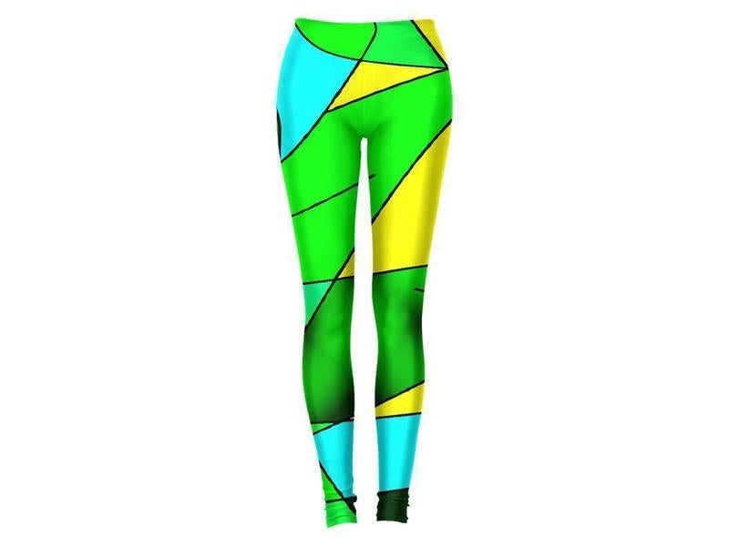 Leggings-ABSTRACT CURVES #2 Leggings-Greens &amp; Yellows &amp; Light Blues-from COLORADDICTED.COM-