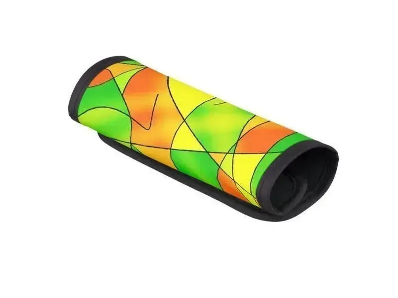 Luggage Handle Wraps-ABSTRACT CURVES #2 Luggage Handle Wraps-Greens & Oranges & Yellows-from COLORADDICTED.COM-