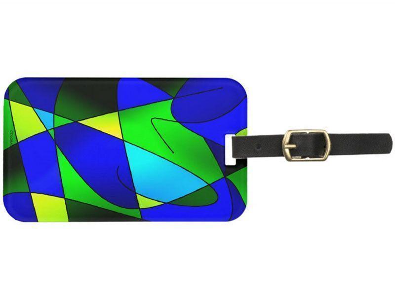 Luggage Tags-ABSTRACT CURVES #2 Luggage Tags-Blues &amp; Greens-from COLORADDICTED.COM-