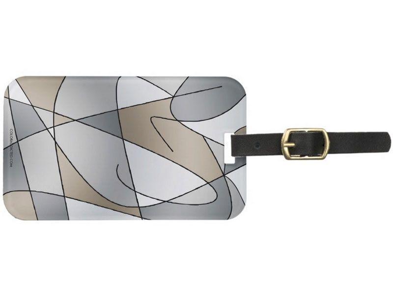 Luggage Tags-ABSTRACT CURVES #2 Luggage Tags-Grays &amp; Beiges-from COLORADDICTED.COM-