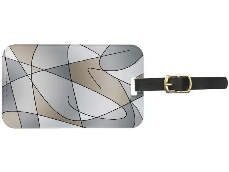 Luggage Tags-ABSTRACT CURVES #2 Luggage Tags-Grays & Beiges-from COLORADDICTED.COM-
