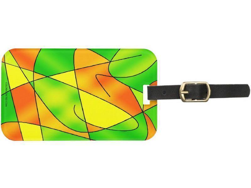 Luggage Tags-ABSTRACT CURVES #2 Luggage Tags-Greens, Oranges &amp; Yellows-from COLORADDICTED.COM-