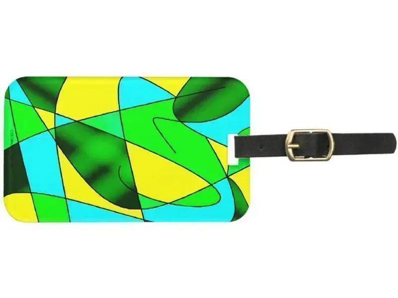 Luggage Tags-ABSTRACT CURVES #2 Luggage Tags-Greens, Yellows & Light Blues-from COLORADDICTED.COM-