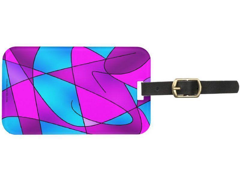 Luggage Tags-ABSTRACT CURVES #2 Luggage Tags-Purples, Violets, Fuchsias &amp; Turquoises-from COLORADDICTED.COM-