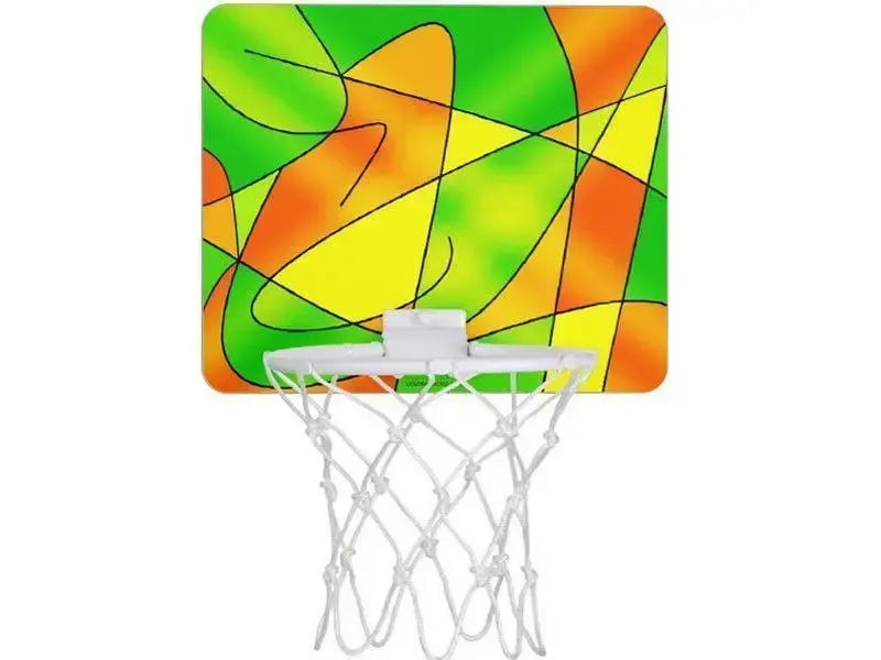 Mini Basketball Hoops-ABSTRACT CURVES #2 Mini Basketball Hoops-Greens & Oranges & Yellows-from COLORADDICTED.COM-