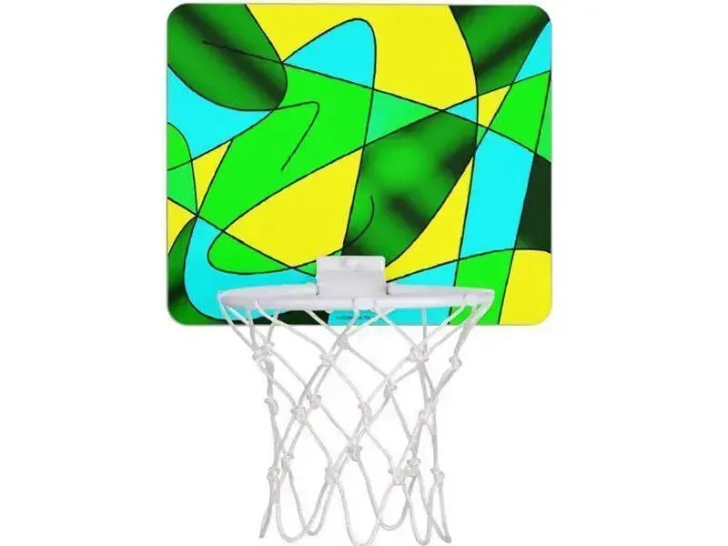 Mini Basketball Hoops-ABSTRACT CURVES #2 Mini Basketball Hoops-Greens & Yellows & Light Blues-from COLORADDICTED.COM-