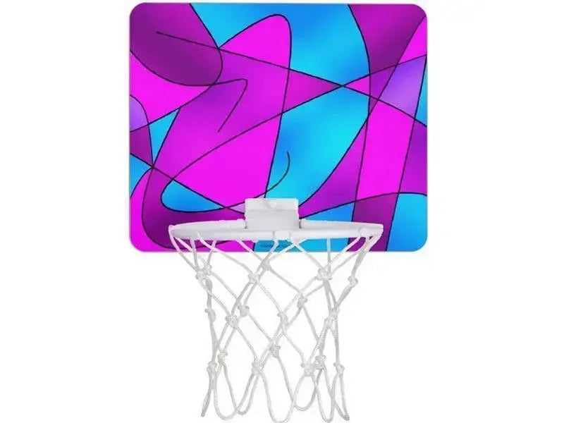 Mini Basketball Hoops-ABSTRACT CURVES #2 Mini Basketball Hoops-Purples & Violets & Fuchsias & Turquoises-from COLORADDICTED.COM-